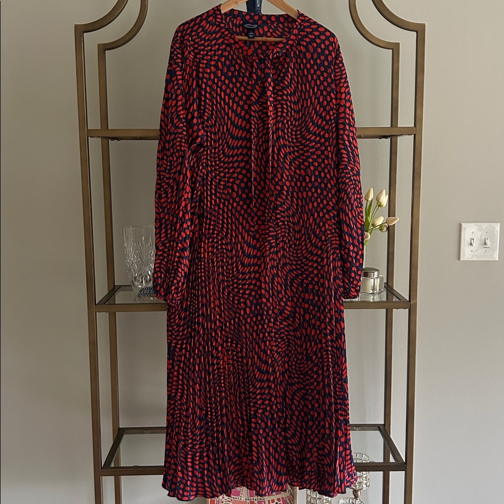 Scoop NYC Vibrant Red and Black Patterned Midi Dress